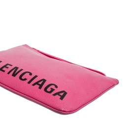 Pre Owned Balenciaga Pink Leather Cash Pouch