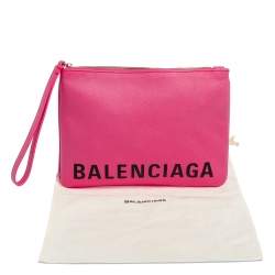 Pre Owned Balenciaga Pink Leather Cash Pouch