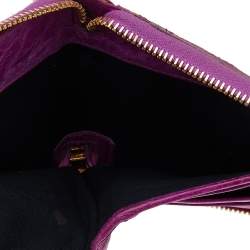 مملوكة مسبقًا محفظة بالنسياغا موتوكروس جلد شيفر أرجواني سحاب ملتف مضغوطة