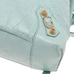 Pre Owned Balenciaga Light Blue Leather Baby Diam Classic Traveller S Backpack