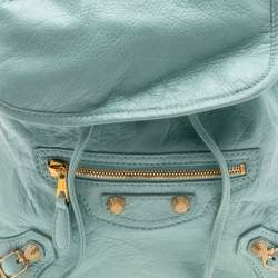 Pre Owned Balenciaga Light Blue Leather Baby Diam Classic Traveller S Backpack