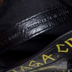 Pre Owned Balenciaga Black/Yellow Graffiti Leather Small Classic City Bag