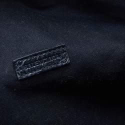 Pre Owned Balenciaga Black Graffiti Print Leather Logo Belt Bag