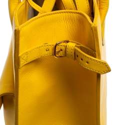 Pre Owned حقيبة يد بالنسياغا أول أفترنون جلد أصفر بقفل