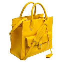 Pre Owned حقيبة يد بالنسياغا أول أفترنون جلد أصفر بقفل