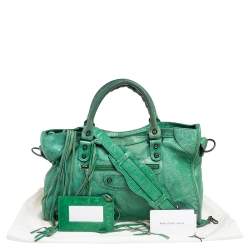 Pre Owned حقيبة يد توتس بالنسياغا RH سيتي جلد أخضر