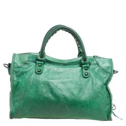 Pre Owned حقيبة يد توتس بالنسياغا RH سيتي جلد أخضر