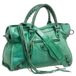 Pre Owned حقيبة يد توتس بالنسياغا RH سيتي جلد أخضر