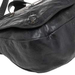 Pre Owned Balenciaga Black Leather Classic Arena Folk Messenger Bag