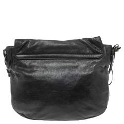 Pre Owned Balenciaga Black Leather Classic Arena Folk Messenger Bag