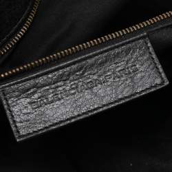 Pre Owned Balenciaga Black Leather Classic Arena Folk Messenger Bag
