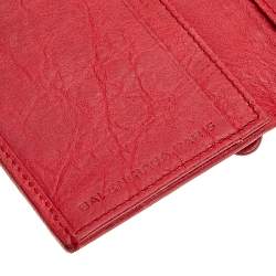 Pre Owned Balenciaga Red Leather City Bifold Wallet