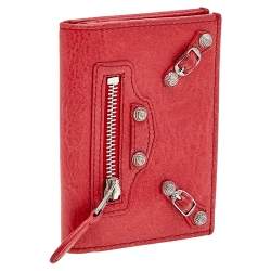 Pre Owned Balenciaga Red Leather City Bifold Wallet