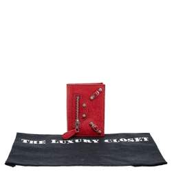 Pre Owned Balenciaga Red Leather City Bifold Wallet