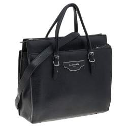 Pre Owned حقيبة يد توتس بالنسياغا سيتي بلات بورتوفوليو جلد مُحبب أسود صغيرة 