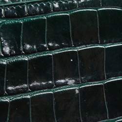 مملوكة مسبقًا حقيبة يد بالنسياغا أوارغلاس جلد نقشة التمساح أخضر بيد علوية