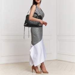 Pre Owned Balenciaga Black Perforated Leather GH City Tote