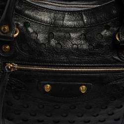 Pre Owned Balenciaga Black Perforated Leather GH City Tote