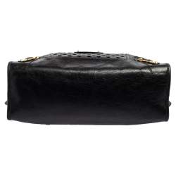 Pre Owned Balenciaga Black Perforated Leather GH City Tote