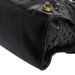 Pre Owned Balenciaga Black Perforated Leather GH City Tote