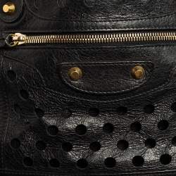 Pre Owned Balenciaga Black Perforated Leather GH City Tote