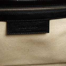 مملوكة مسبقًا حقيبة يد بالنسياغا كاباس قصه كانفاس وجلد أبيض / أسود 