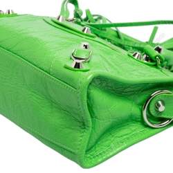 Pre Owned Balenciaga Lime Green Leather Mini Classic City Bag