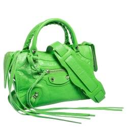 Pre Owned Balenciaga Lime Green Leather Mini Classic City Bag