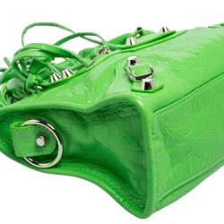 Pre Owned Balenciaga Lime Green Leather Mini Classic City Bag