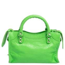 Pre Owned Balenciaga Lime Green Leather Mini Classic City Bag