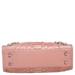 Pre Owned Balenciaga Light Pink Python And Leather Mini Classic City Bag