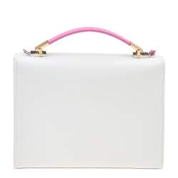 مملوكة مسبقًا حقيبة بيد علوية بالنسياغا لو ديكسكارتابل جلد ثعبان وجلد أبيض/أخضر 