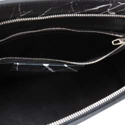 مملوكة مسبقًا حقيبة بالنسياغا لي ديكس كارتابل جلد أبيض/أسود مطبوع بيد علوية