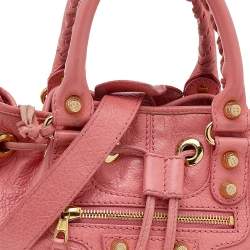 Balenciaga Rose Azalee Leather Giant 12 Mini Pompon Bag 