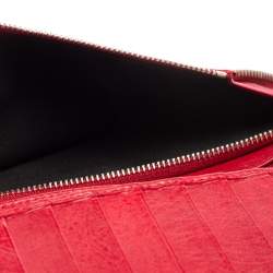 مملوكة مسبقًا محفظة بسحاب مستدير بالنسياغا سيتي جلد كاردينال أحمر 