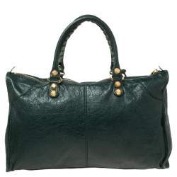 مملوكة مسبقًا Balenciaga Dark Green Lambskin Leather Giant 21 Work Bag