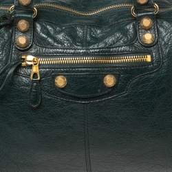 مملوكة مسبقًا Balenciaga Dark Green Lambskin Leather Giant 21 Work Bag