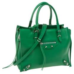 Pre Owned حقيبة يد بالنسياغا ميني بابيه أيه4 جلد أخضر