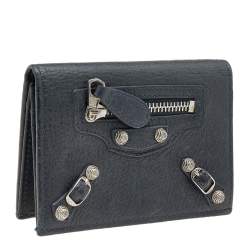 Pre Owned Balenciaga Anthracite Leather City Bifold Wallet