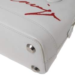 Pre Owned حقيبة ساتشل بالنسياغا فيل شعار ماركة جلد أبيض إكس إكس سمول