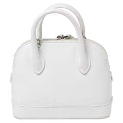 Pre Owned حقيبة ساتشل بالنسياغا فيل شعار ماركة جلد أبيض إكس إكس سمول