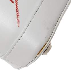 Pre Owned حقيبة ساتشل بالنسياغا فيل شعار ماركة جلد أبيض إكس إكس سمول