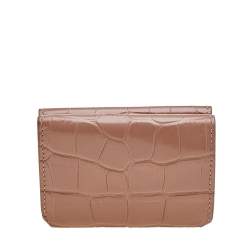 مملوكة مسبقًا Balenciaga Beige Croc Embossed Leather Mini BB Trifold Wallet