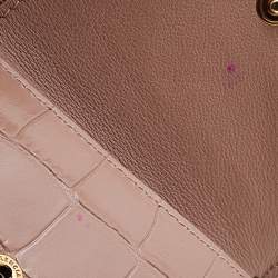 مملوكة مسبقًا Balenciaga Beige Croc Embossed Leather Mini BB Trifold Wallet