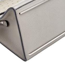 Pre Owned Balenciaga Grey Leather and Ostrich Le Dix Cartable Top Handle Bag