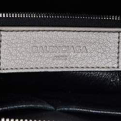 Pre Owned Balenciaga Grey Leather and Ostrich Le Dix Cartable Top Handle Bag