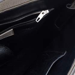 Pre Owned Balenciaga Grey Leather and Ostrich Le Dix Cartable Top Handle Bag