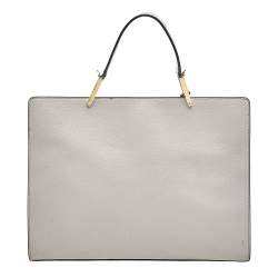 Pre Owned Balenciaga Grey Leather and Ostrich Le Dix Cartable Top Handle Bag