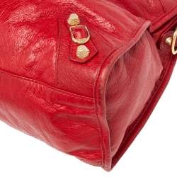 Pre Owned Balenciaga Red Leather GRH Classic City Tote