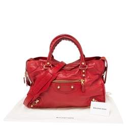 Pre Owned Balenciaga Red Leather GRH Classic City Tote